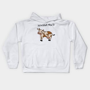 In A Good Mood Cow Kids Hoodie